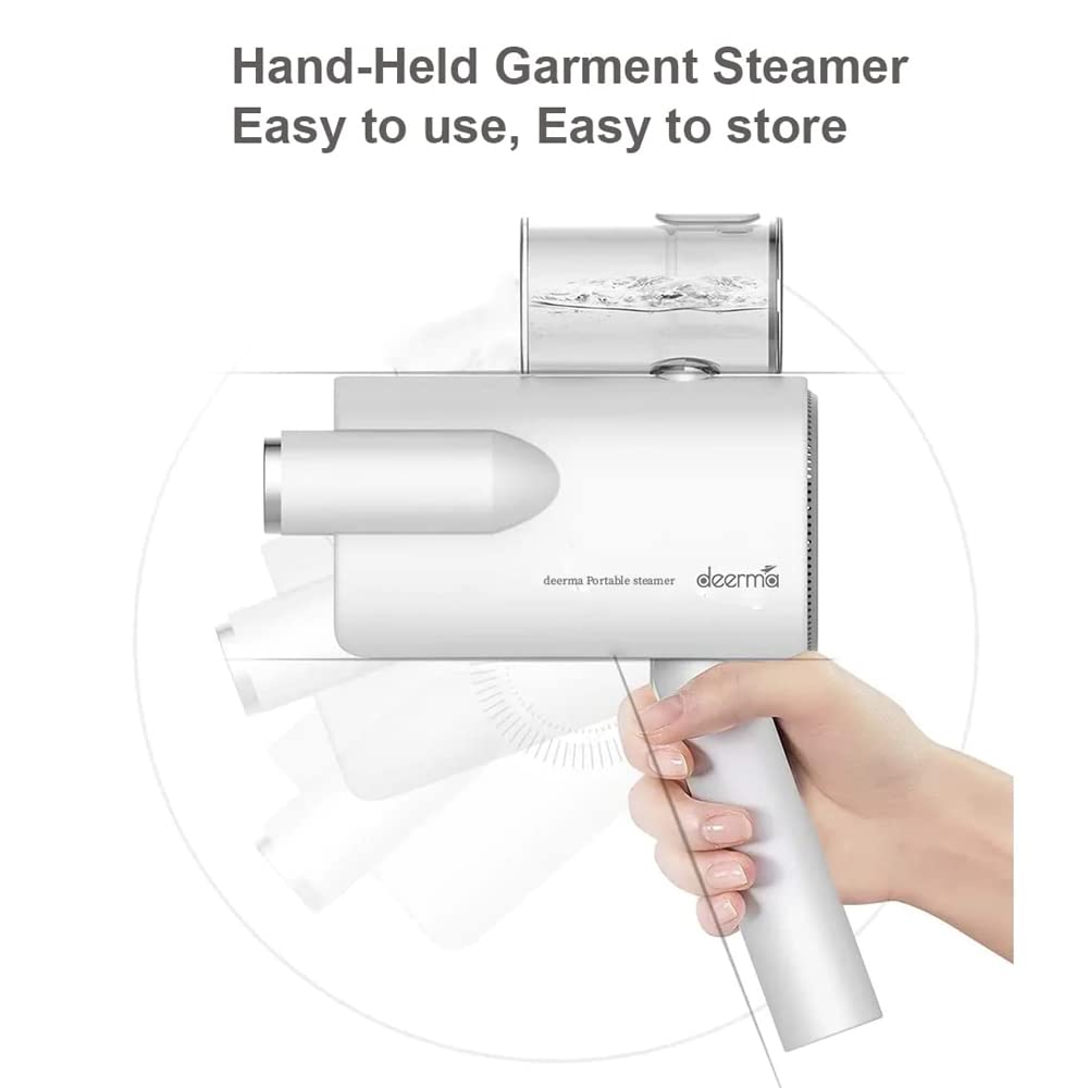 Deerma HS007 Portable Handheld Steamer Travel Steamer Mini Travel Steamer Special Folding Handle | Remove Wrinkles | Fast Heating | Foldable Compact Design | 100ml Water Tank | Aluminium Alloy- White