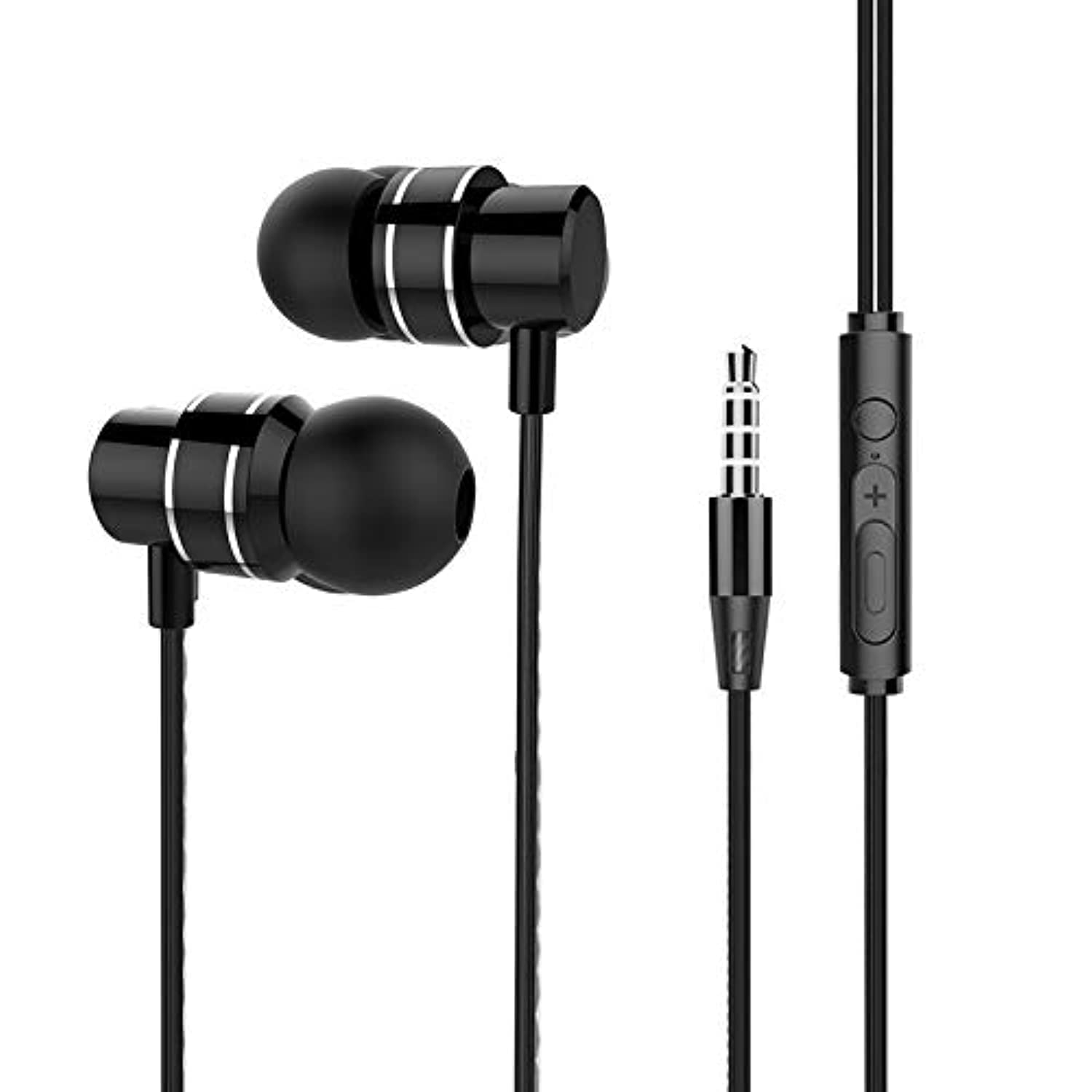 سماعة أذن معدنية Keendex kx2304 m01 مع موسيقى بيس قوي ومفتاح ضبط، 1.2م - أسود