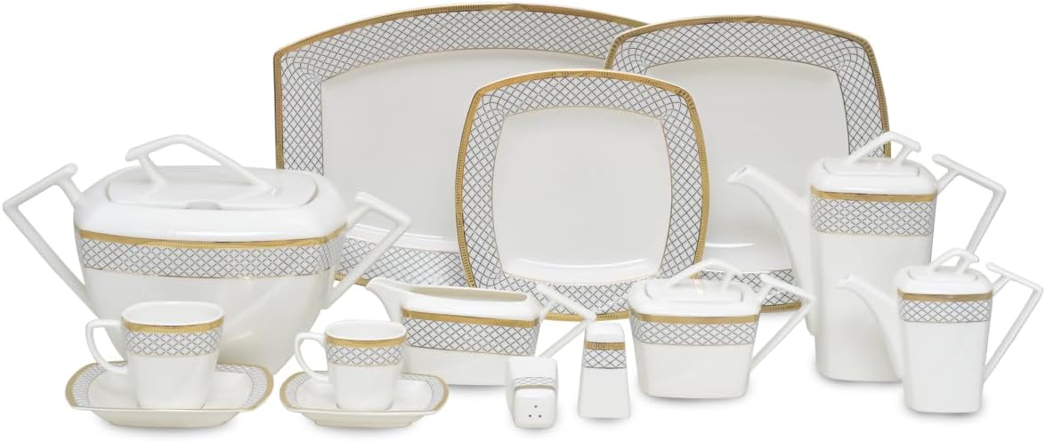 طقم بورسلين راك 69 قطعة تصميم أنيق للمائدة الكاملة