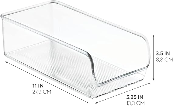 iDesign Linus Plastic Can Organizer with Lid – Clear Medium Fridge & Pantry Storage