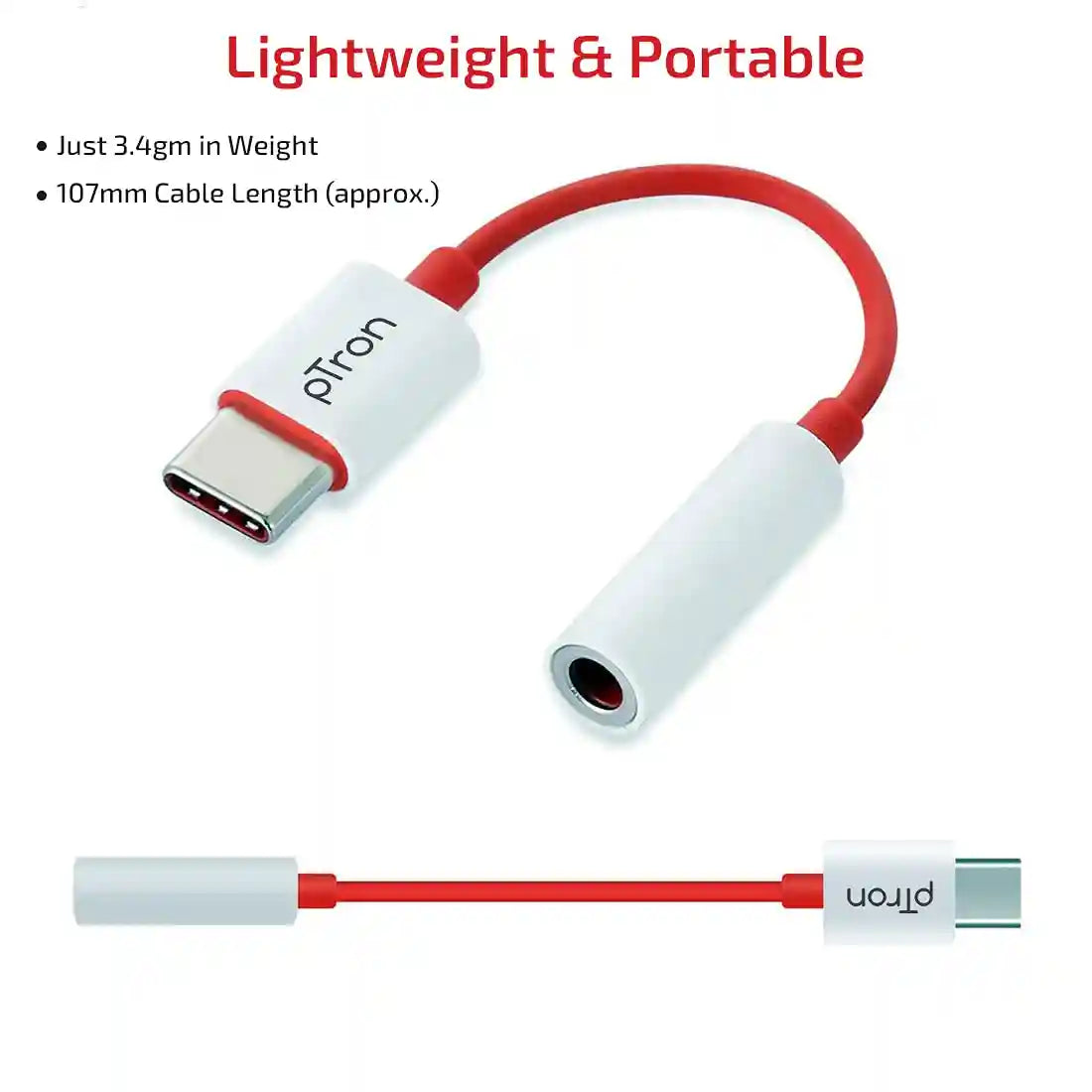 pTron Solero C1 Type-C to 3.5mm Jack Audio Connector – Compatible with Type-C Devices – Safqqa Egypt