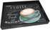 Wooden Rectangle Tray with Hot Coffee Design and Handle for Serving - 40x30 CM, Multi Color