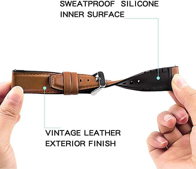 UNIPHA Replacement leather and silicone strap for Huawei Watch GT 3 Pro, brown