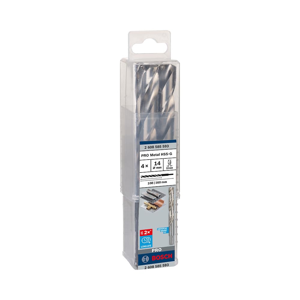Bosch Pack Of 4 Pro Hss-G Ground Metal Drill-Silver