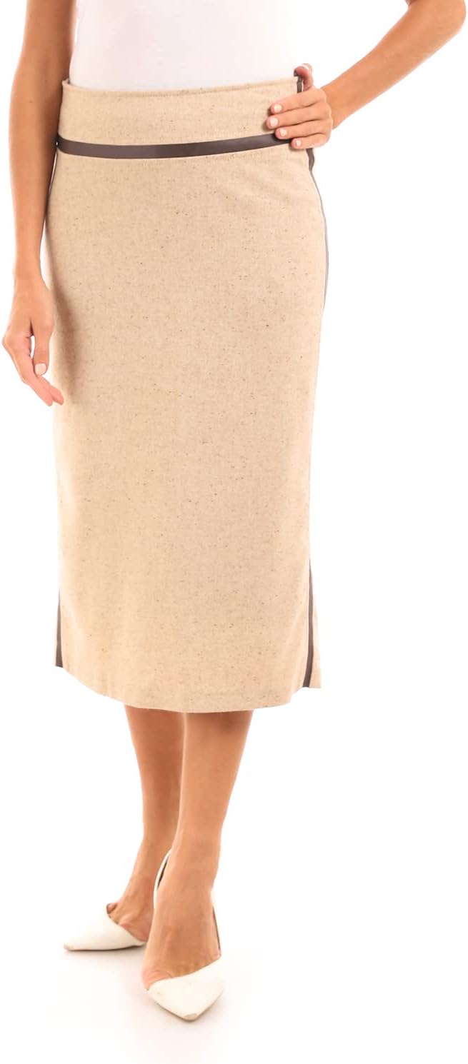 ESLA Zipped Back Midi Ruffle Skirt - Taupe, Light Beige