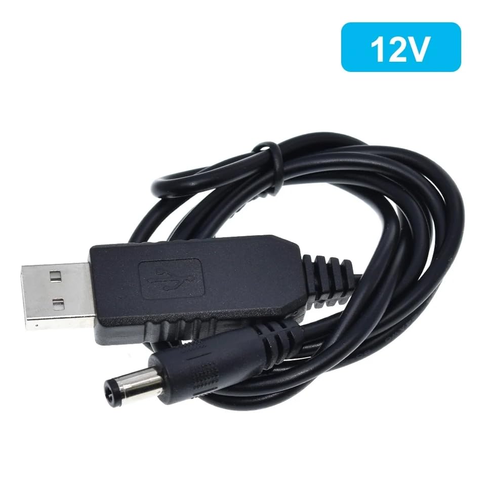 كابل طاقة GE USB DC 5V إلى 12V كابل طاقة USB مع جاك DC 5.5 × 2.1 مم لمروحة ضوء LED جهاز توجيه مكبرات الصوت (1 متر)