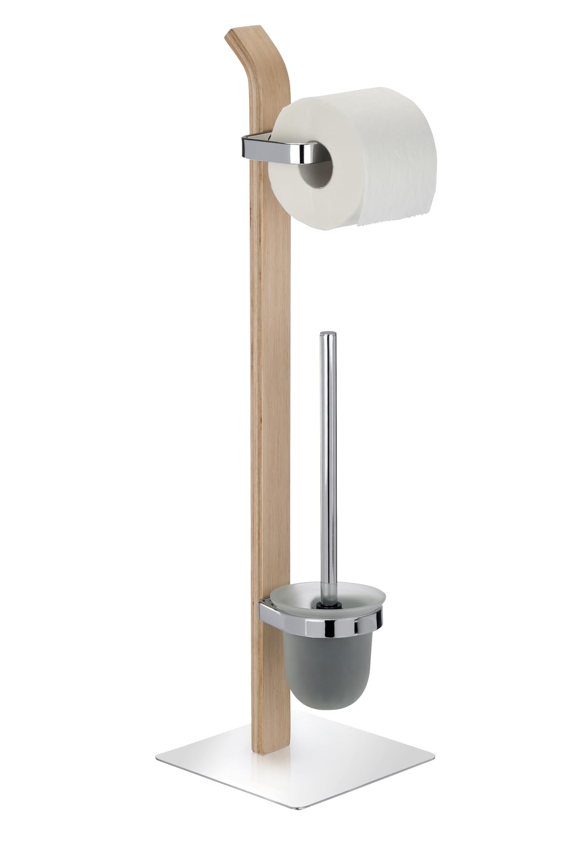 WENKO 20397100 Free standing toilet brush Samona Nature - Steel, 20 x 71.5 x 20 cm, Chrome