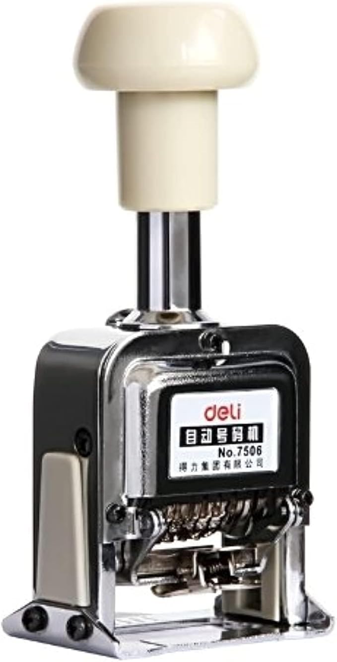 ماكينة ترقيم جاهزة من Deli هي أداة موثوقة وسهلة الاستخدام لطباعة الأرقام المتسلسلة بسرعة وبأرقام واضحة وحادة