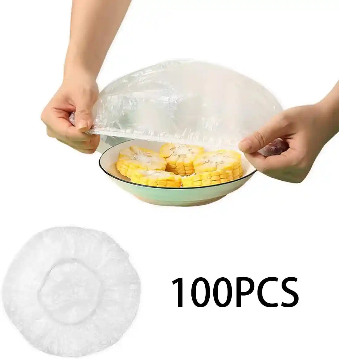 مجموعة شنط حفظ طعام شفافة مصنوعة من البولي بروبيلين لحفظ الأطعمة طازجة وتغطية وتخزين طعام مرنة قابلة لإعادة الاستخدام لحفظ الفاكهة وتخزين الطعام ضرورية للمطبخ والنزهات من هواشنج، عبوة 100 قطعة