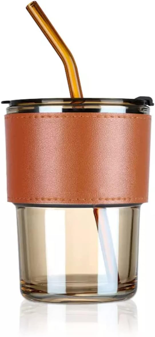 Spaceshoop 435ml Glass Tumbler Mug with Lid Multi Color