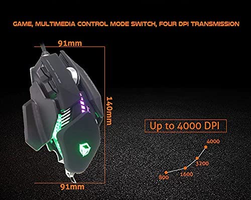Meetion GM80 - Transformers Mechanical Gaming Mouse (4000 DPI) - For PC & Laptop - Black