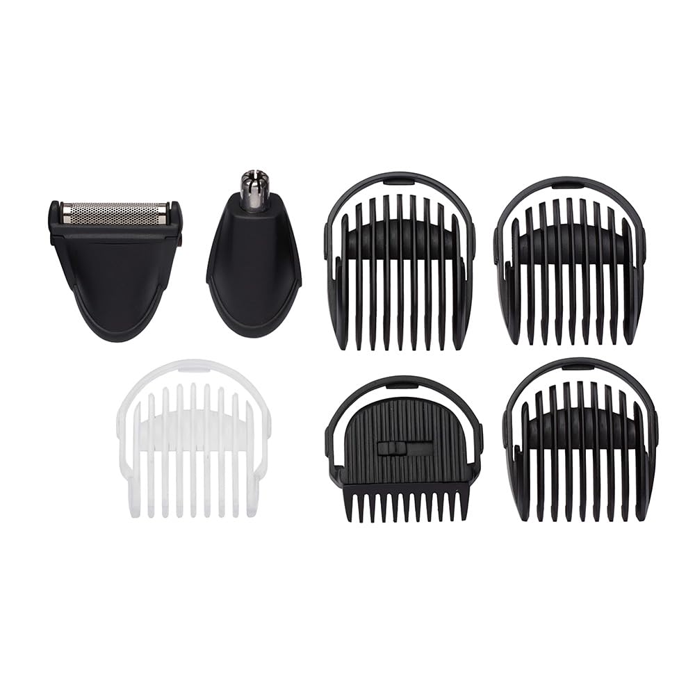 ماكينة Babyliss MT725SDE متعددة الوظائف باللون الأسود مصممة لتوفير تجربة حلاقة دقيقة للرجال. مزودة بعدة ملحقات، تتيح قص وتشكيل وتحديد الشعر واللحية والجسم بسهولة