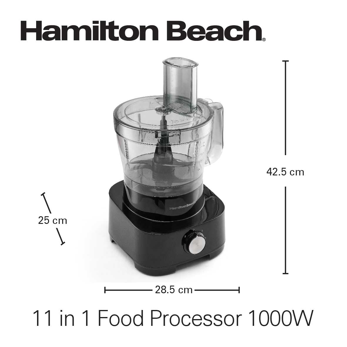 Hamilton Beach Food Processor 1000W, 3.5L bowl and 11 attachments - blender, citrus juicer, grinder mill, chopper and more to knead dough, emulsify, french fry slice and grate, FP1012-ME (Minor Scratsh)