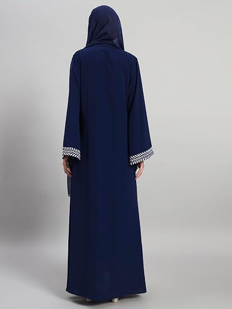 Elegant Women Abaya Set with Hijab Navy Modest Wear