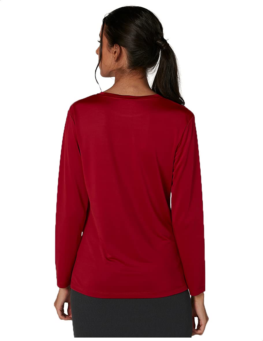 Splash Round Neck Long Sleeve Solid T-Shirt for Women - Safqqa Egypt