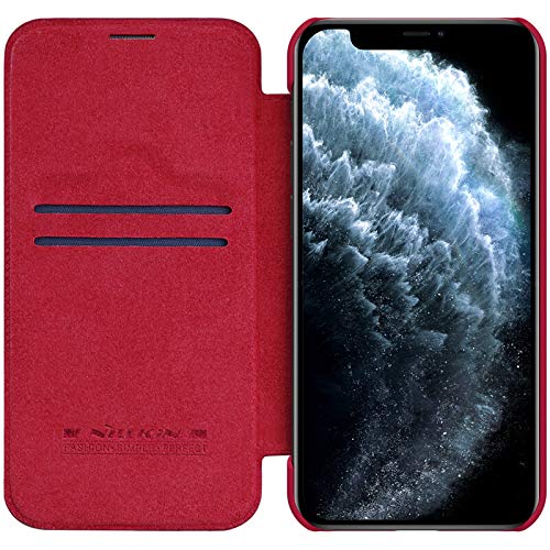 NILLKIN QIN LEATHER FLIP COVER WITH CARD SLOT FOR IPHONE 12 MINI - RED