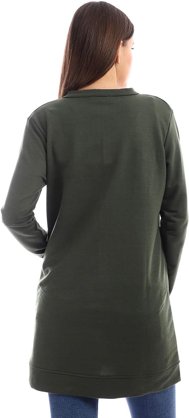 كارديجان نسائي طويل ناعم بأزرار من جميلة - طويل الأكمام 