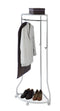 WENKO Coat Rack Freestanding, Clothes Hanger Stand for Entryway, Coat Rack with Shoe Storage, Adjustable Corner Coat Rack, White/Chrome, Holds up to 110lbs, 27.6 x 44-65.4 x 21.7 in