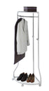 WENKO Coat Rack Freestanding, Clothes Hanger Stand for Entryway, Coat Rack with Shoe Storage, Adjustable Corner Coat Rack, White/Chrome, Holds up to 110lbs, 27.6 x 44-65.4 x 21.7 in