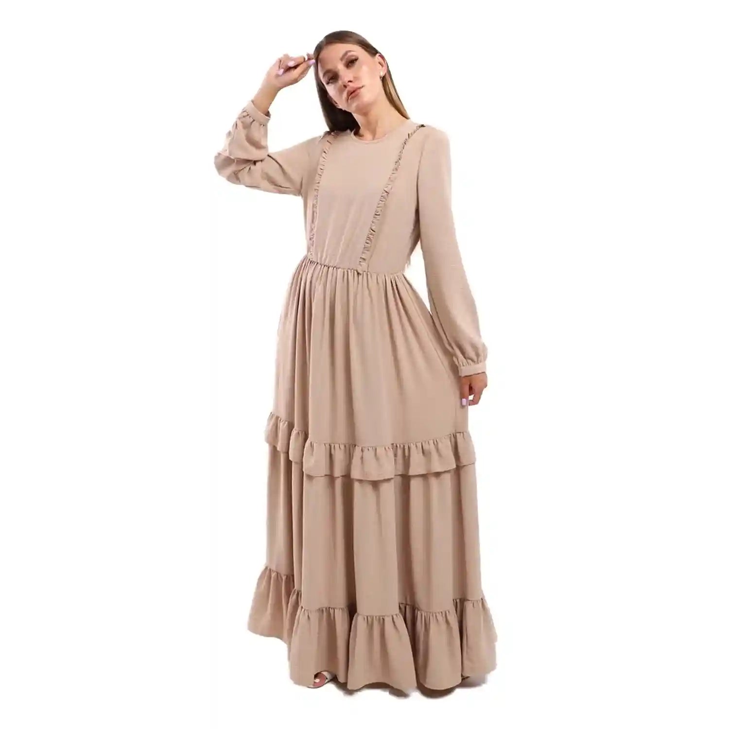 ESLA Plain Long Sleeved Long Dress - Safqqa Egypt