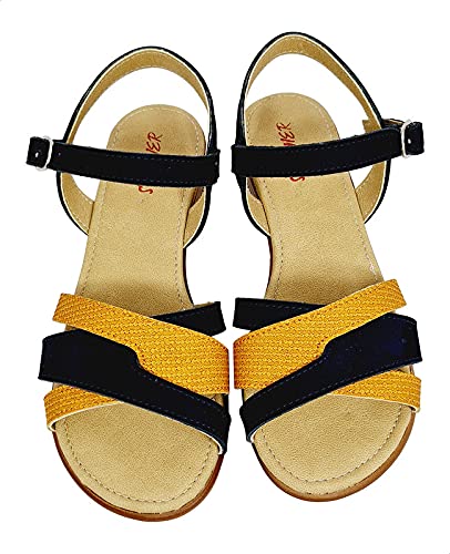 Summer Slingback Velcro Closure Flat Sandals for Girls