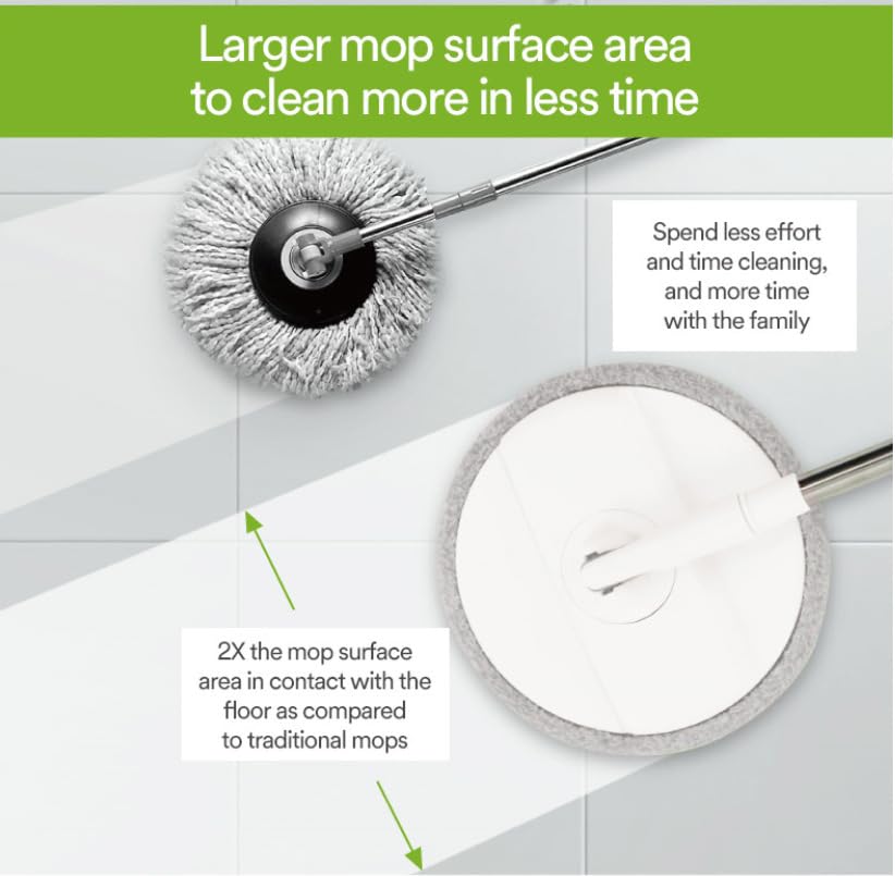 Scotch-Brite 2-in-1 Bucket Spin Mop set (includes: mop with stick, bucket, mop refill), 1 set/pack | 360 easy all-around cleaning | Cleaning Mop | rinsing and drying in a single bucket | Floors