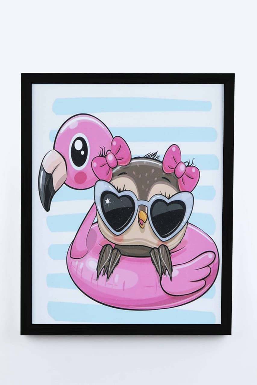 Generic Wall Hanging Wooden Frame with cartoons, Black- 40 x 30 cm