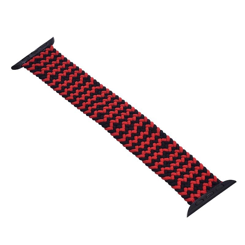 Generic Fabric Adjustable Watch Strap With Zigzag Design For Unisex Compatible With Watch Band 42/44 MM - Black Red