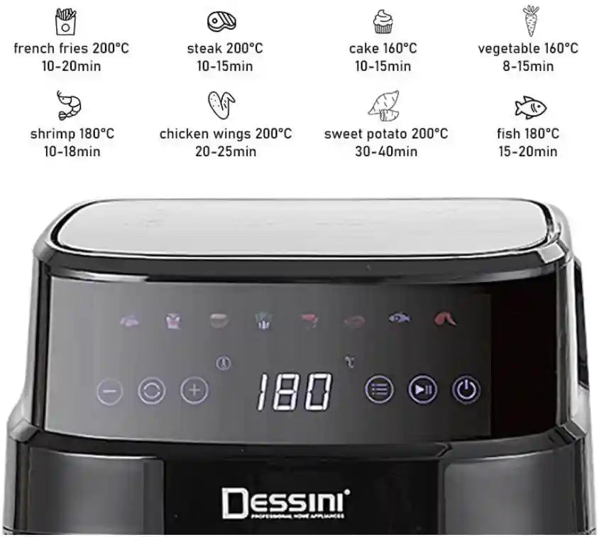 Dessini Digital Air Fryer 8 Litter 1500 Watt Model NO-DS-723D - Safqqa Egypt