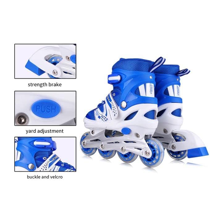 SportQ GoSportQ Comfort Adjustable Front Wheel LED Light Up Skate Shoe Single Row Indoor Outdoor Shoe for Beginners Kids Teens (Larg 39-42 US, Blue)