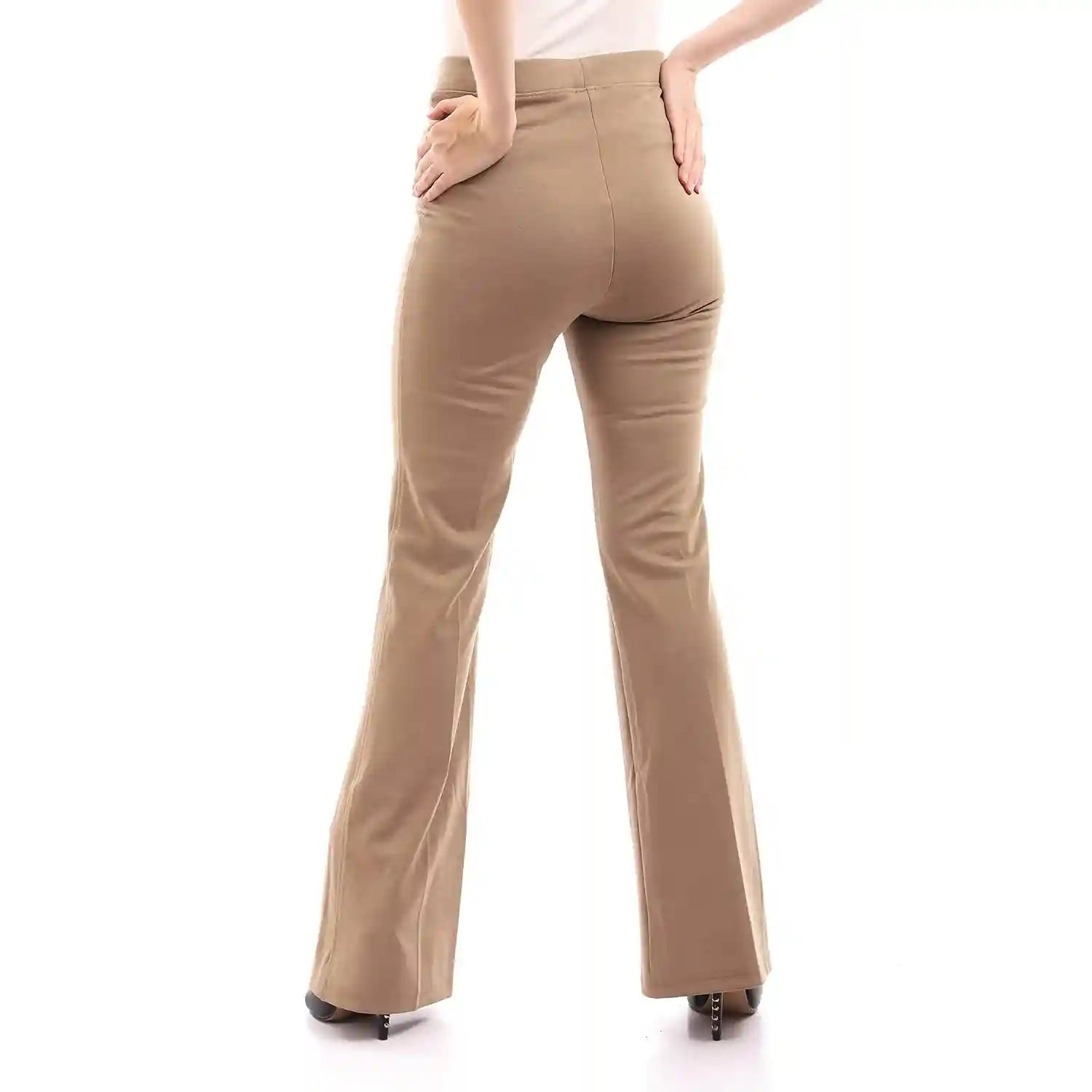 esla_Elastic Waist Slip On Dark Pants_ Beige_size 38 - Safqqa Egypt