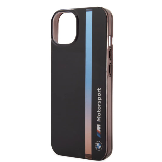 غطاء iPhone 14 pro max من مجموعة CG MOBILE BMW Motorsport | شريط متدرج ثلاثي الألوان، حماية كاملة، تصميم أنيق، فتحات دقيقة - أسود