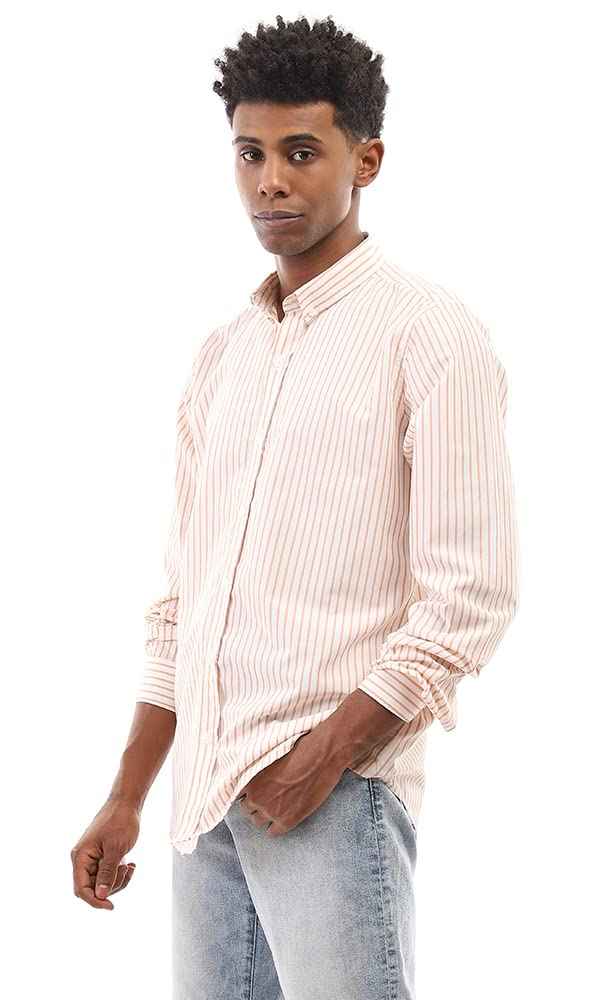 Ravin mens Ravin 95001 Bi-Tone Candy Stripes Elegant Shirt - White & Light Orange Shirt