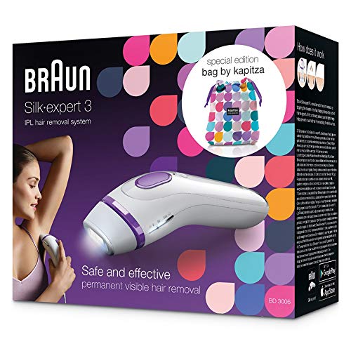 Braun Hair Removal BD 3006, White/Violett + Limited Edition Kapitza Product Pouch