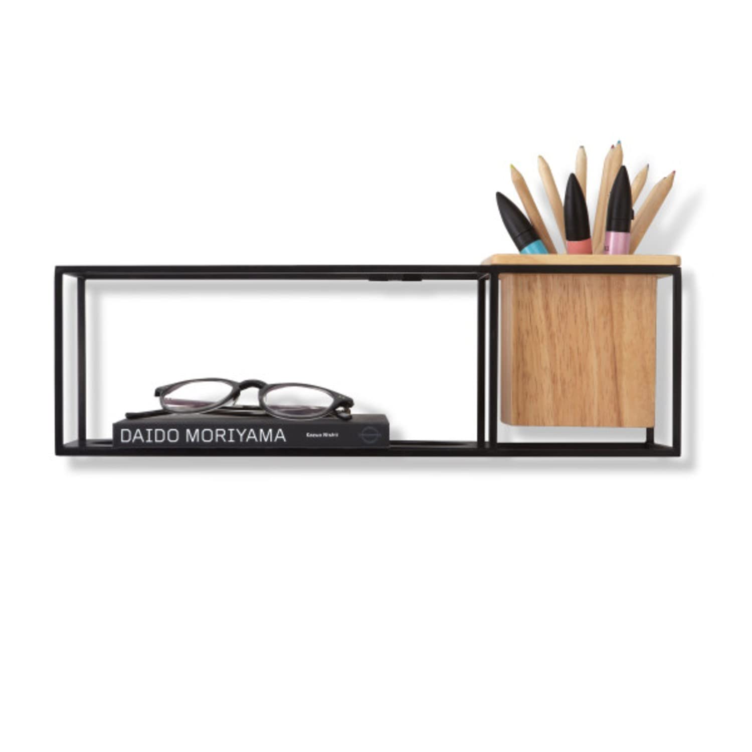 Umbra Cubist Floating Shelf With Built-In Succulent Planter – Modern Wall Décor And Geometric Display For Books, Candles, Mementos, Photos, Indoor Plants More! Small 470755-427