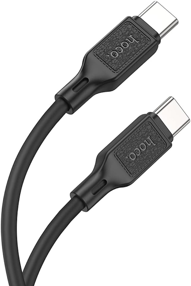 Hoco X90 - Cool Silicone Fast Charging And Data Transmittion Cable (60W - 20V- 3A - 1M), USB-C To USB-C Plug, Compatible With Samsung Huawei Xiaomi Oppo - Black - Safqqa Egypt