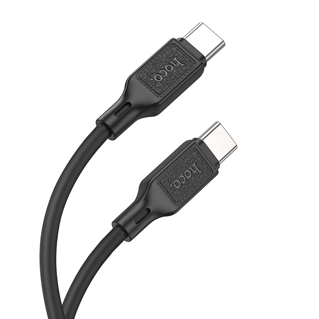 Hoco X90 - Cool Silicone Fast Charging And Data Transmittion Cable (60W - 20V- 3A - 1M), USB-C To USB-C Plug, Compatible With Samsung Huawei Xiaomi Oppo - Black - Safqqa Egypt