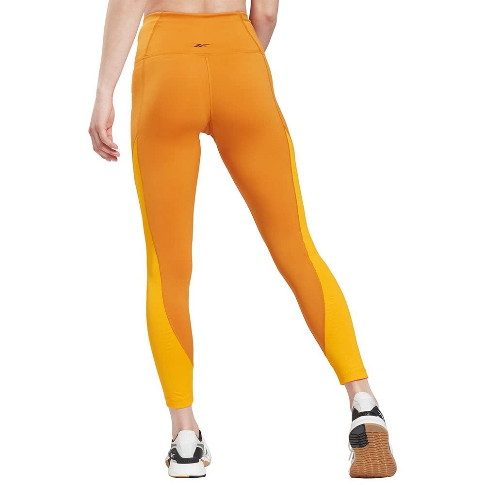 بنطلون ضيق ومرتفع الخصر للنساء من ريبوك بتصميم مضلع