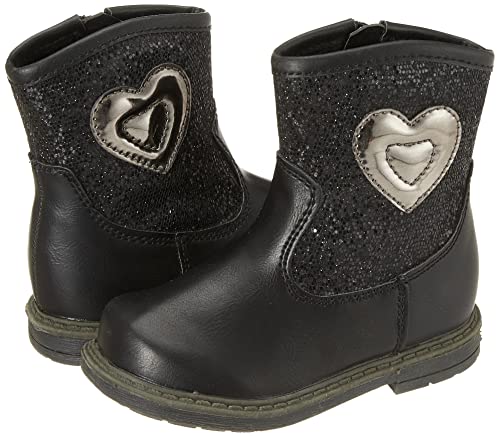 Sprox Mixed Media Stitched-Heart Detail Side-Zip Mid-Calf Boots for Girls