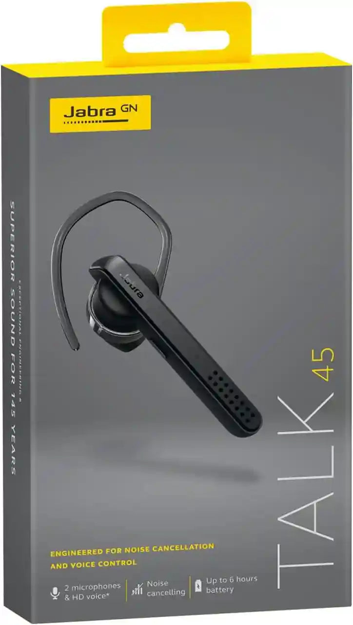 Jabra Talk 45 Mono In-Ear Headset – Wireless Calls And Stream Music, Gps Directions And Podcasts From Mobile Devices – Black