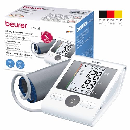 Beurer BM28 Upper Arm Blood Pressure Monitor with Patented Resting Indicator for Accuracy, Cuff Position Assistance and Colour-Coded Risk Indicator