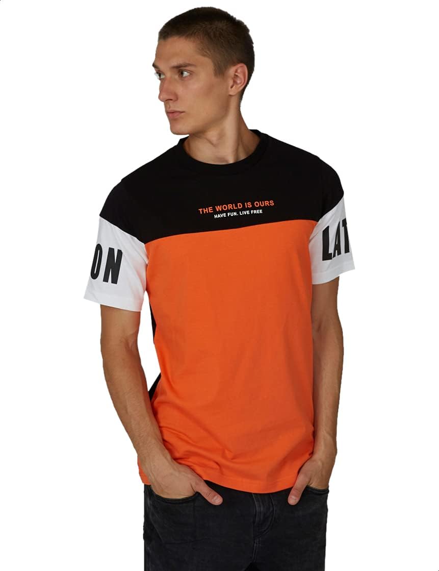 Splash Cotton Letter Print Regular-Fit T-shirt for Men