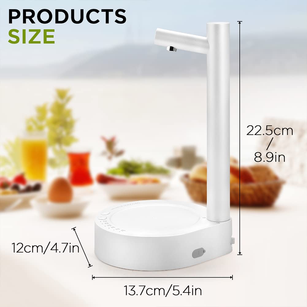 موزع المياه المكتبي من AUAUY هو حل ذكي ومريح لتعبئة المياه بسهولة من عبوات 5 جالون والعبوات العالمية. يتميز بـ 6 مستويات لتدفق المياه تتيح لك التحكم في كمية المياه بضغطة زر واحدة. يعمل بتقنية الشحن عبر منفذ USB - بدون الوصلة