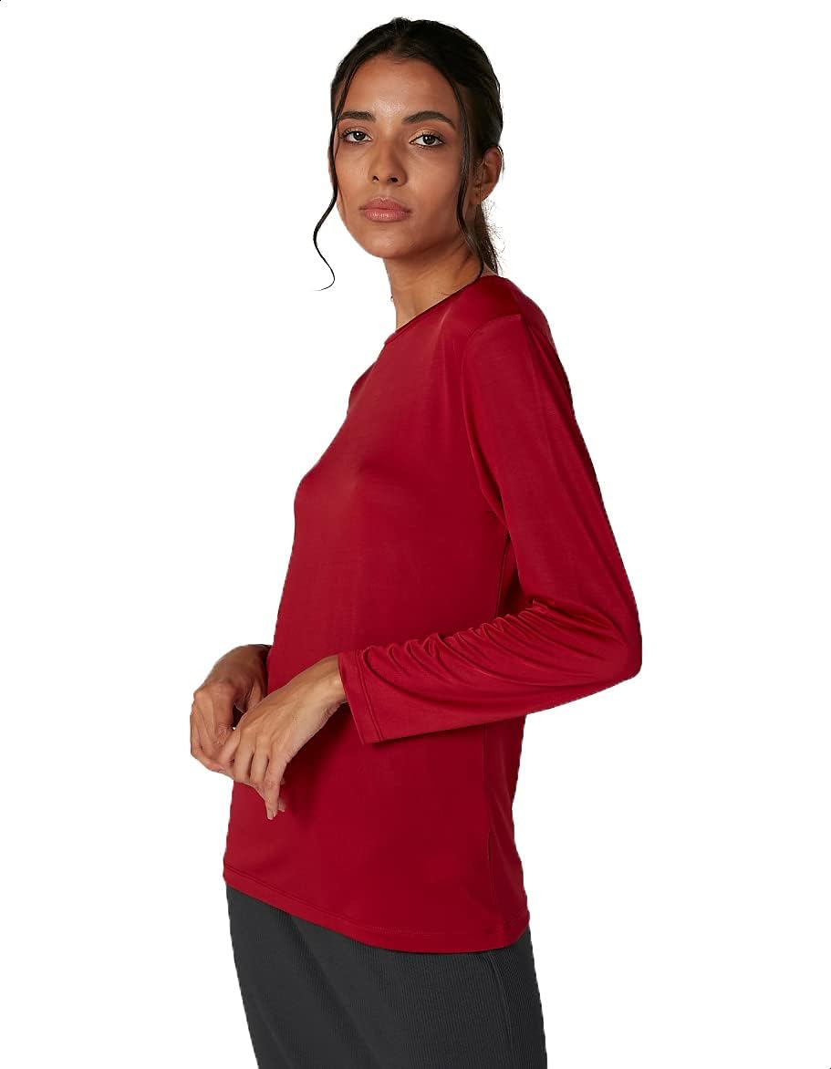 Splash Round Neck Long Sleeve Solid T-Shirt for Women - Safqqa Egypt