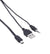 Keendex 1775 2 in 1 a to b usb cable with aux connector, 20 cm - black