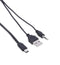 Keendex 1775 2 in 1 a to b usb cable with aux connector, 20 cm - black