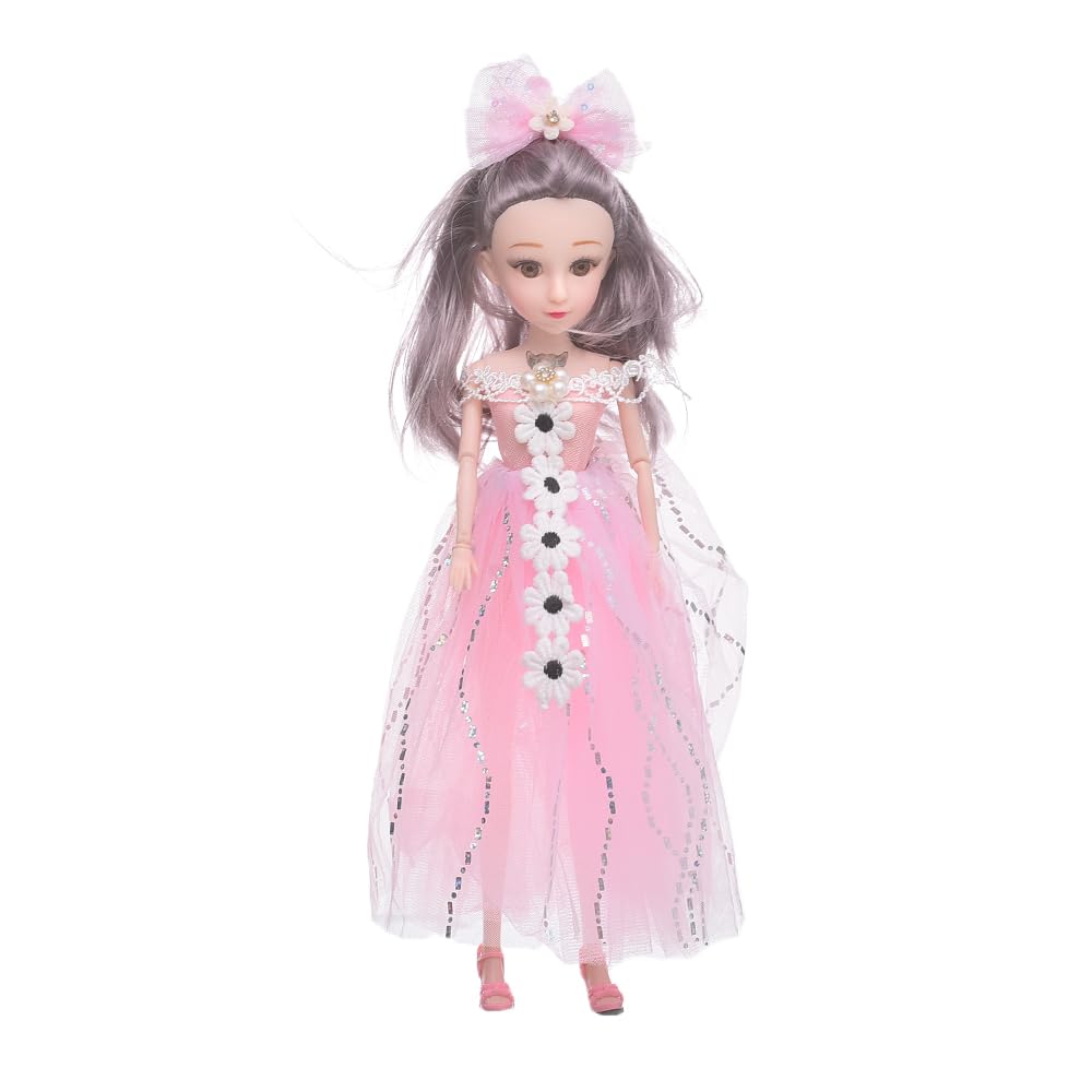 Generic Plastic Pretty Doll Princess Design With Long Hair And Fluffy Pink Dress For Girls - Safqqa
