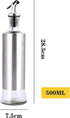 Baskety 500ml Glass Oil Dispenser with Stainless Steel Lid Leakproof Clear