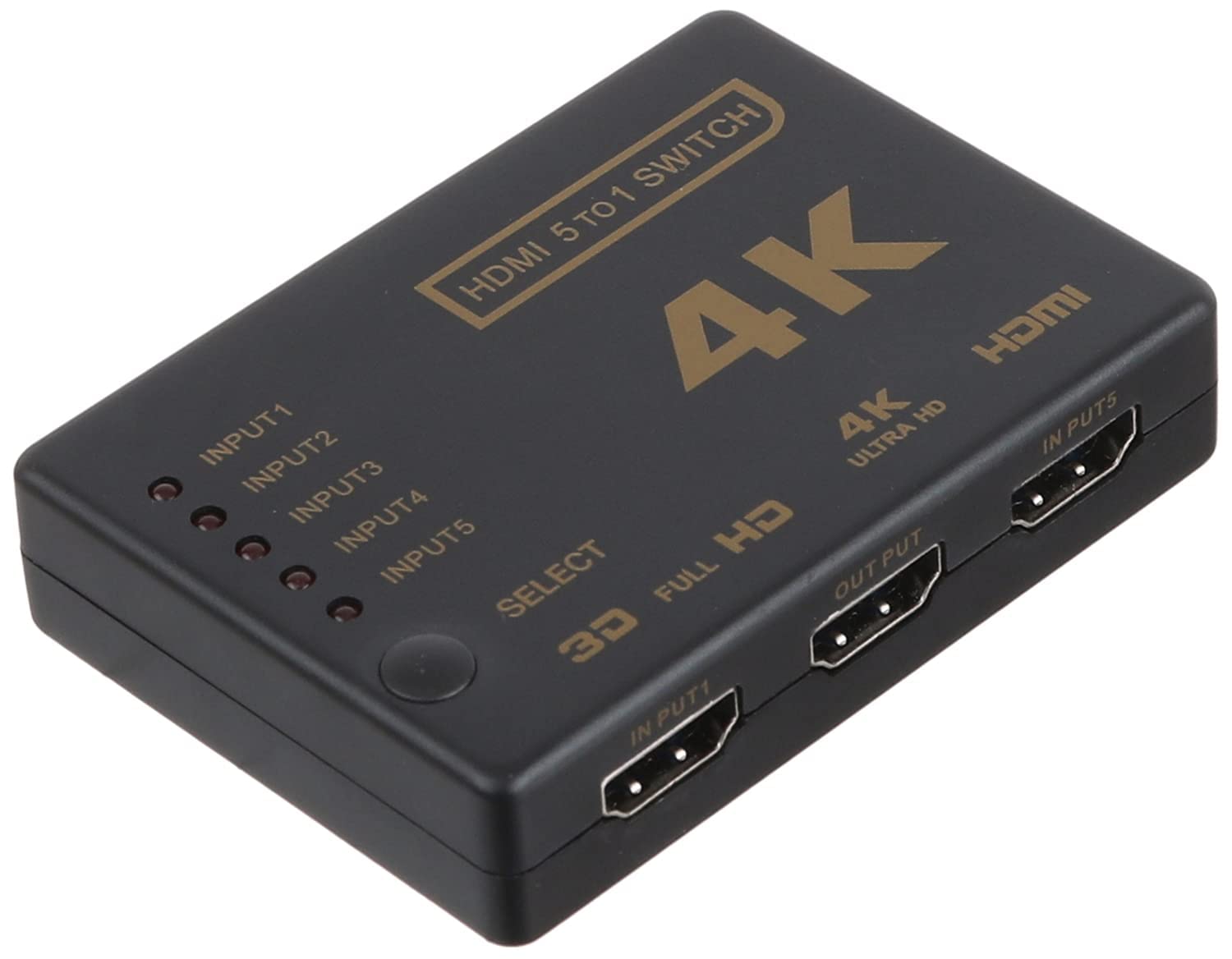 مفتاح HDMI Keendex kx2266 5x1 مع جهاز تحكم عن بعد لاسلكي بالأشعة تحت الحمراء (يدعم ألترا إتش دي 3D 4K) - أسود