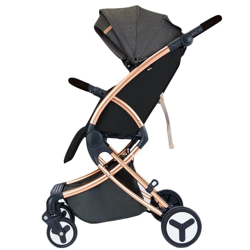 TEKNUM Feather Lite Traveller A1 Lightweight Stroller Air TravelFive Point Safety Harness Removable Cannopy 360 Degree Swivel Wheels  One Touch Brake Newborn Baby 0 -4Years -Black